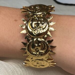Sun and Moon  Gold Stainless Steel Bracelet